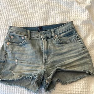 Gap high waisted light wash denim shorts